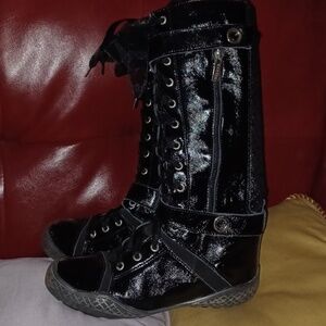 Bartek Boots, Side Zip, Lace-up, Sz 5